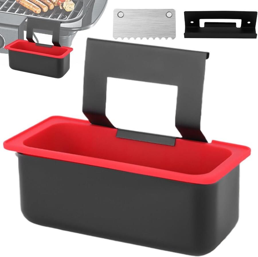 Afdruipopvangbak Grill Vetopvangbak Koken Schoon Koken Hittebestendig Siliconen 20 x 9.5 x 8 cm Zwart