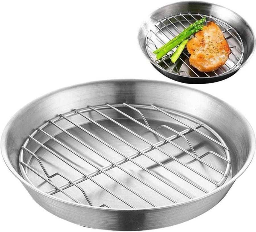 Afdruiprek Oven Koelrek Bakplaat Keuken Bakken Olie Water Afvoer 20 cm Rond Zilverkleurig