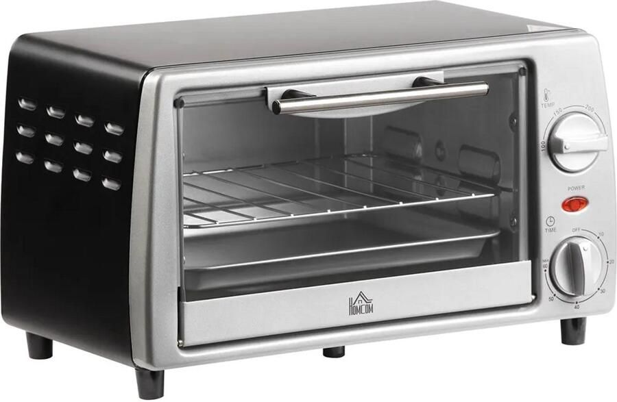 Affinity Elektrische Mini-oven 10L 750W Broodroosteroven voor op het aanrecht met instelbare temperatuur timer en bakplaat voor pizza en toast