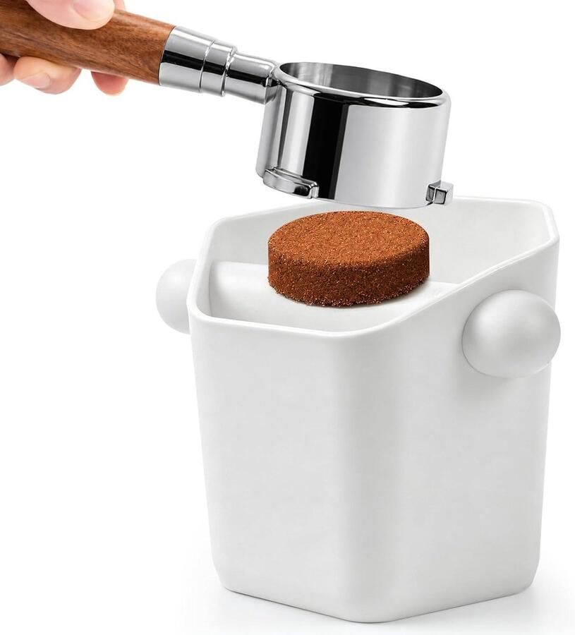 Afklopcontainer Koffie Klopbox Espresso Koffiedik Verwijderen Schokdempend Ontwerp Compact Formaat Wit