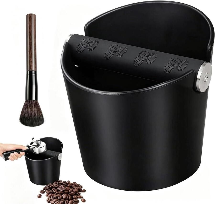 Afklopcontainer Koffie Klopbox Espresso Koffiezet Accessoires Compact & Stil 10 x 2 x 1 cm Zwart
