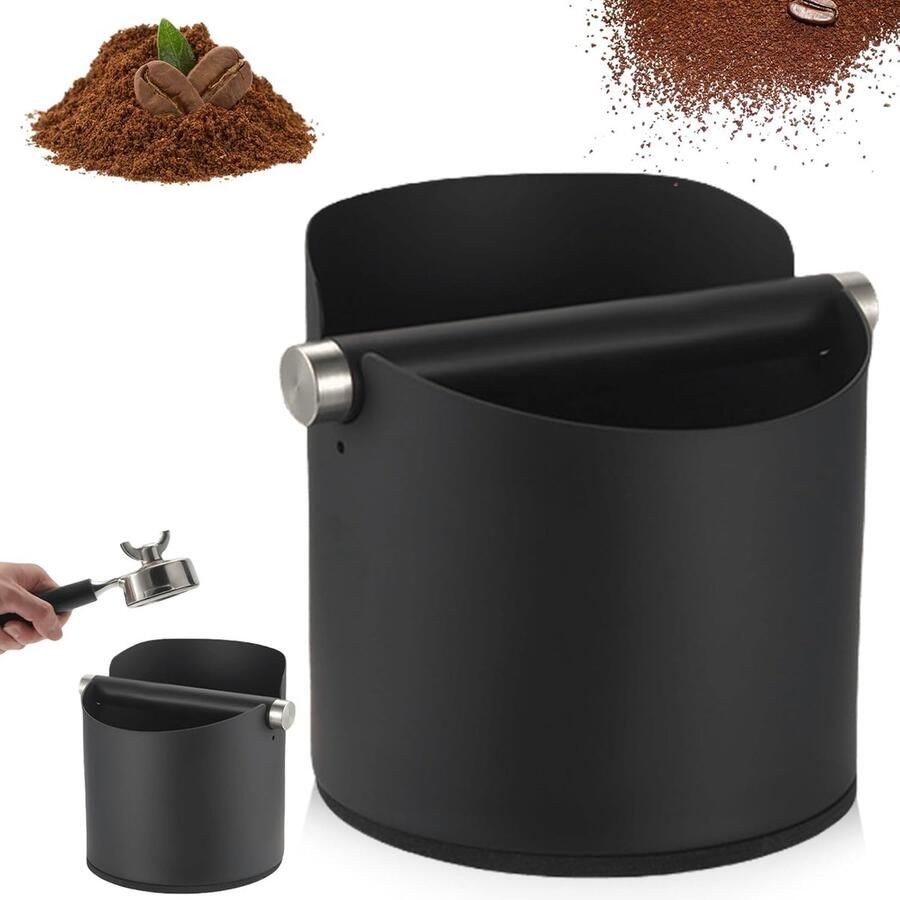 Afklophouder Koffiedik Afkloppbak Espresso Koffiebereiding Thuis Extra Dik Roestvrij Staal 600 ml Inhoud Zwart