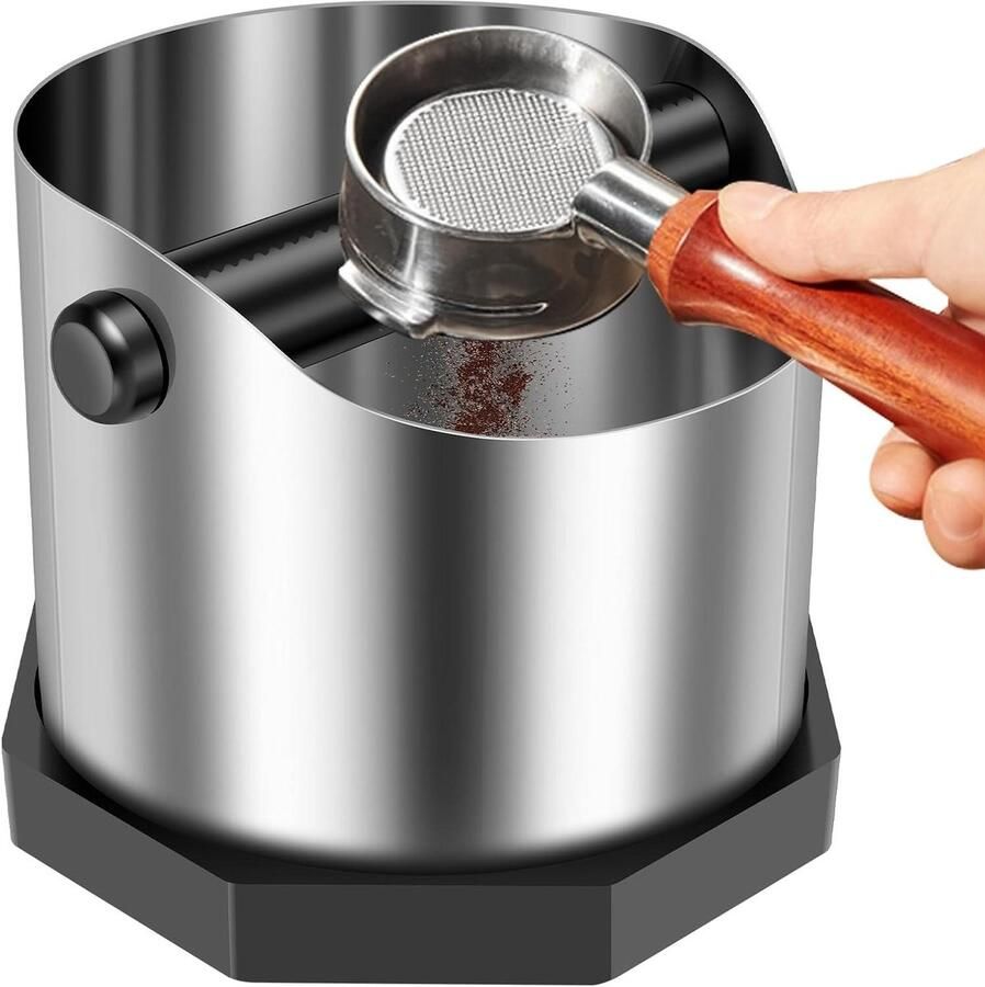Afklophouder Koffiedik Espresso Accessoire Koffie Bereiden Antislip Basis 750 ml Capaciteit Zilver