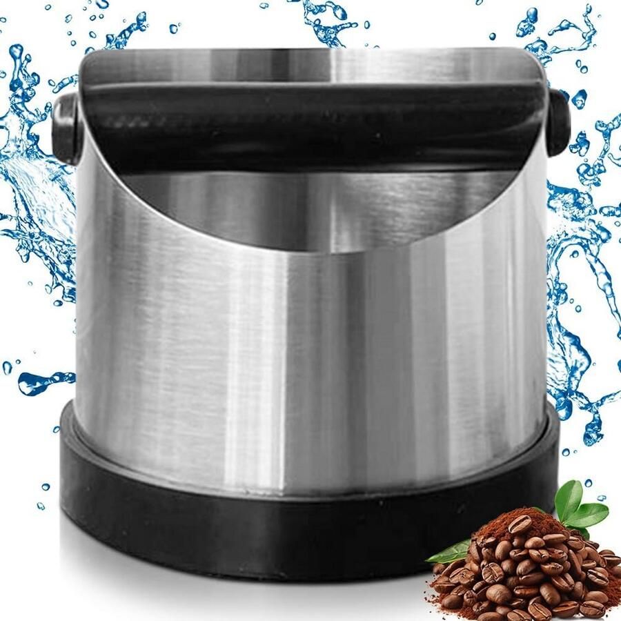 Afklophouder Koffiedik Espresso Afslagbak Barista Werkplek Afneembare Afklopstang 700 ml Inhoud Zilverkleurig