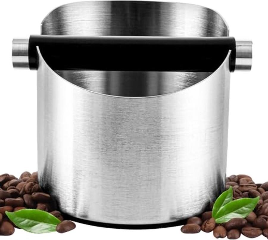 Afklophouder Koffiedik Koffie Afslagbak Espresso Bereiding Schokabsorberende Bodem 11 x 11 cm Zilver
