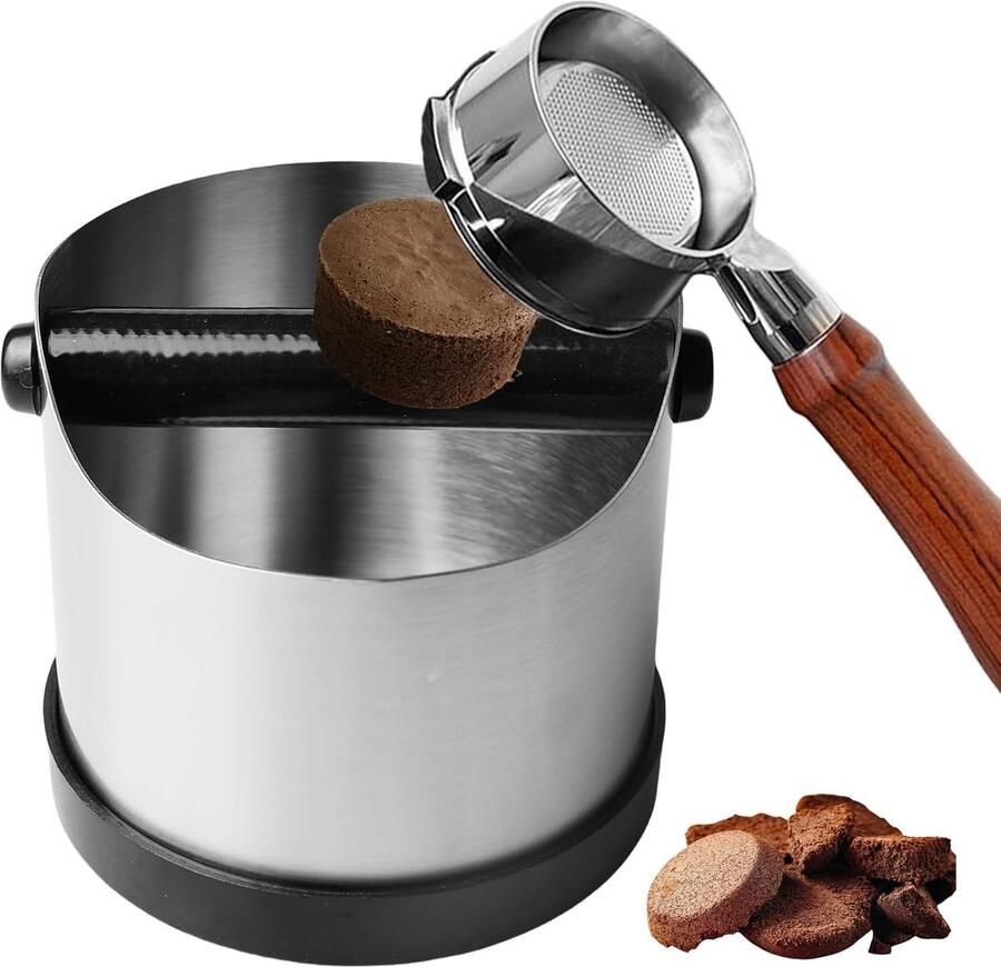 Afklophouder Koffiedik Koffie Afslagbox Espresso Bereiding Stille Rubberen Stang 700 ml Zilver