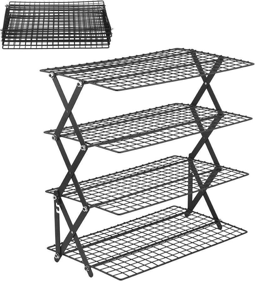 Afkoelrek Bakken Koelen Keukenrek Lagen Bakplaat Taart Stapelbaar 4 Lagen 42.7x24.7x45cm