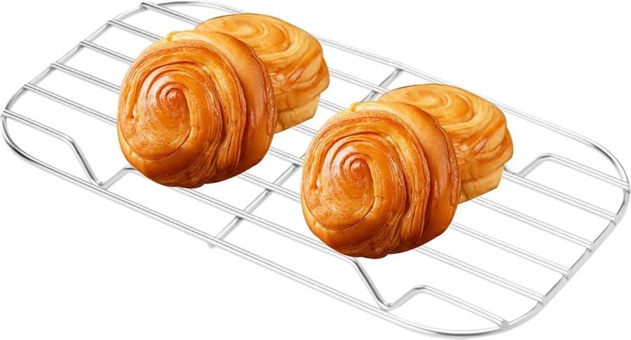 Afkoelrek Roestvrij Staal Bakrooster Keuken Bakken En Grillen Antiaanbak Roosterplaat 15x8.5x1.2 cm Zilver