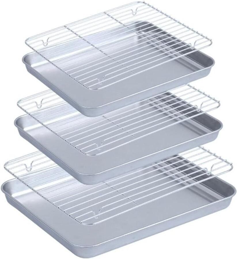 Afkoelrooster Bakplaat Ovenplaat Grillrooster Bakken Braden Koelen Voedselveilig Roestvrij Staal 25x20.5cm Metaal