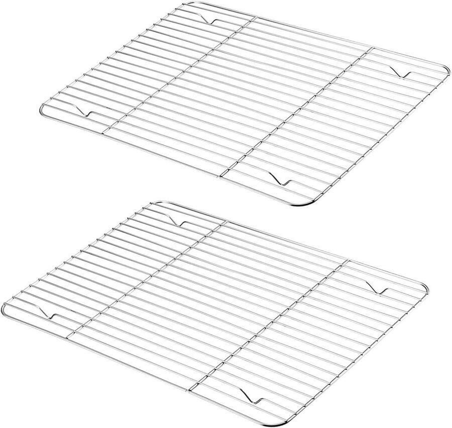 Afkoelrooster set van 2 100% roestvrij staal Dik taartrooster voor bakken braden en grillen Vaatwasmachinebestendig 29 5 x 23 x 2 cm
