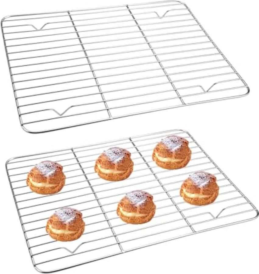 Afkoelrooster Set van 2 29 3 x 22 3 cm Roestvrij Staal Taartrooster voor Bakken en Grillen