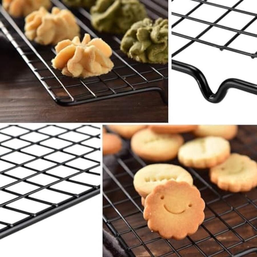 Afkoelrooster van Koolstofstaal 40 x 25 cm Vaatwasmachinebestendig Rooster voor Bakken Koelen en Grillen