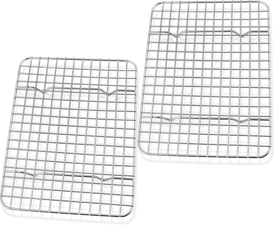 Afkoelrooster van RVS set van 2 veelzijdig keukenaccessoire voor bakken koelen en grillen 29 8 cm x 22 8 cm