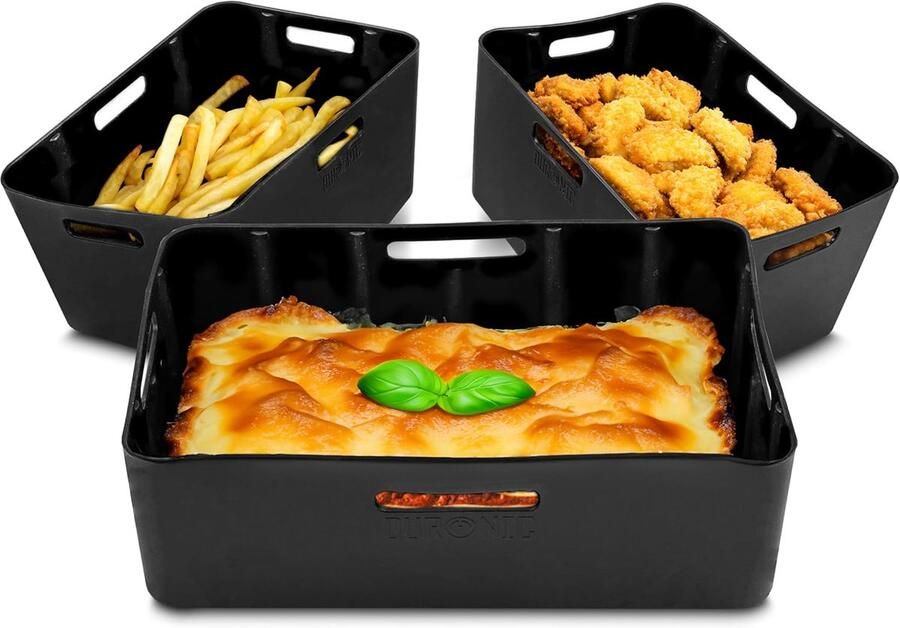 AFL3 3x Siliconen Liners voor Airfryer antiaanbak Stukken inzetstuk voor Air Fryer Pot compatibel met Duronic AF34 AF24 en andere dual-zone Heteluchtfriteuse Luchtfriteuse