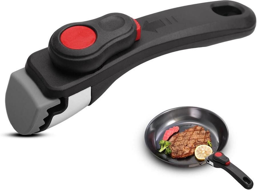 Afneembare handgreep Universele panhouder Veilig koken Hittebestendig tot 380°C 20 cm lengte Zwart