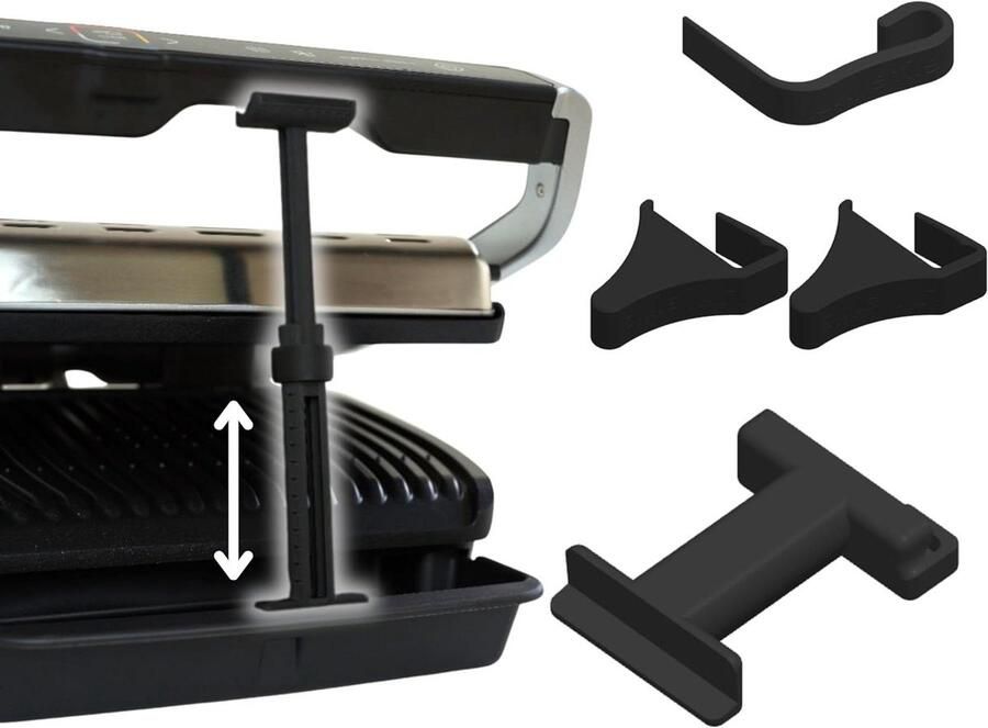 Afstandhouder Grill Grillhulp Optigrill Gelijkmatig Grillen Verstelbare Breedte 12-26 cm Zwart