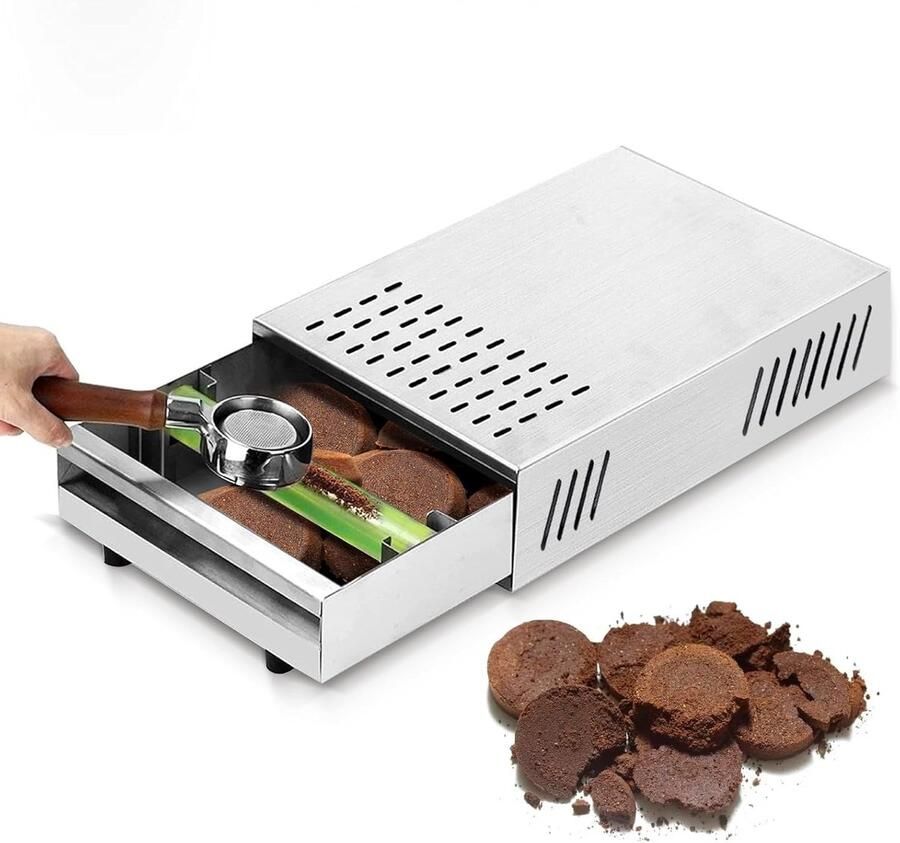 Afvalbak voor Koffiedik en Soep 35 x 25 x 8 5 cm Roestvrijstalen Knockbox Ideaal voor Koffiezetters en Barista's