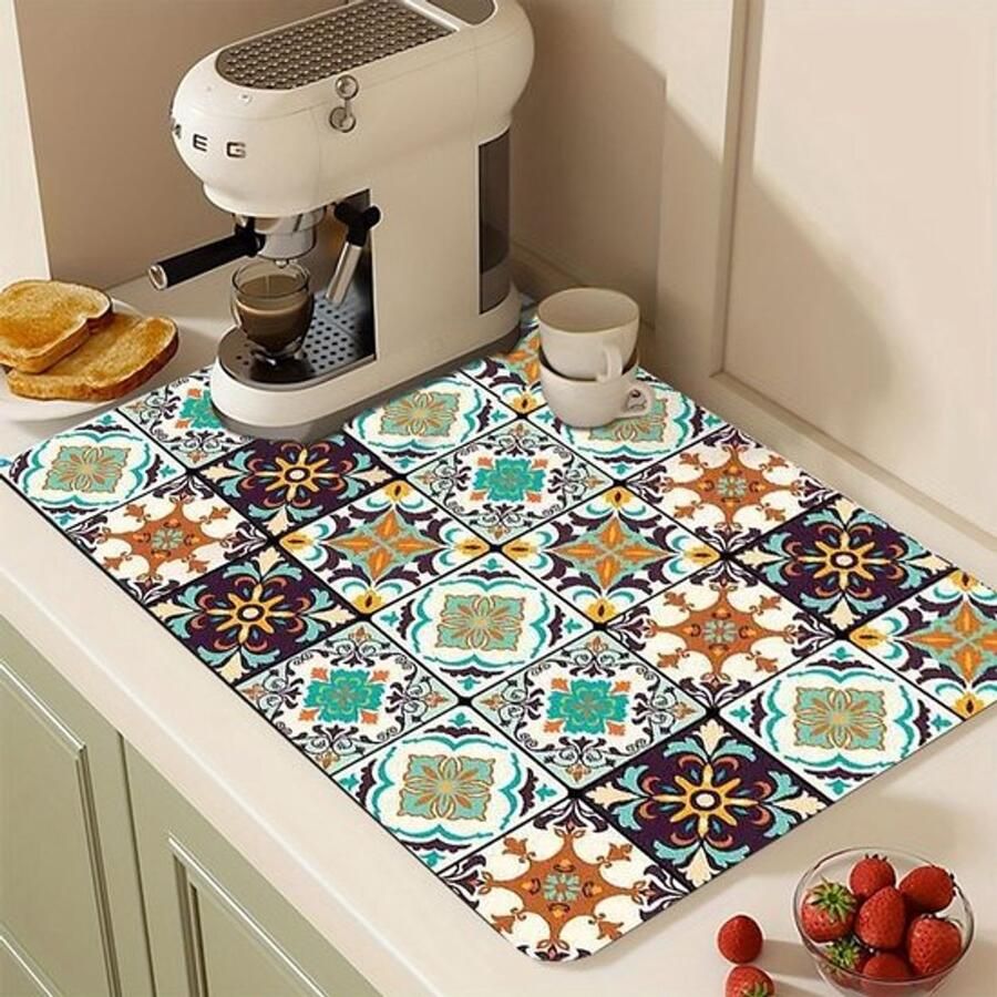 Afvoermat Antislip Placemat Tafelmat Koffiemachine Mat Veelkleurig 40 x 50 cm