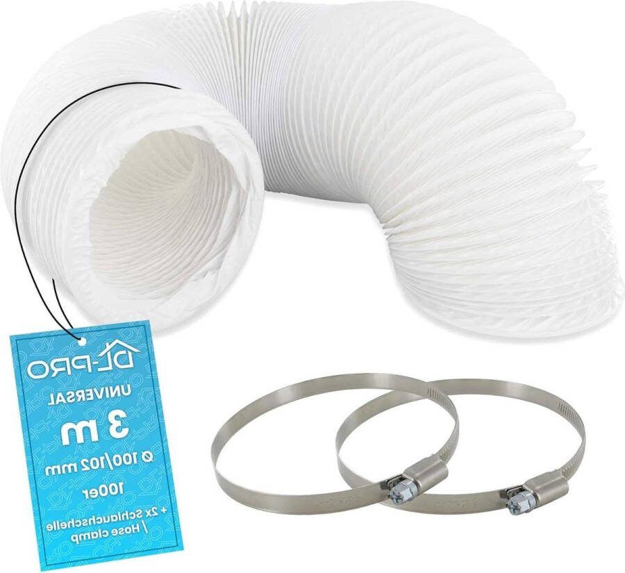 Afvoerslang Airco Flexibele PVC-slang Ø 100 102 mm 3 m Wasdroger Afzuigkap Klemmen Afvoerslang Airco