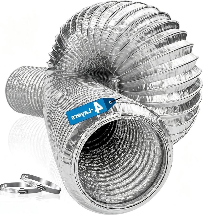 Afvoerslang Luchtslang Afzuigkap Ventilatie Mobiel Flexibel Aluminium 5 meter 125 mm Grijs