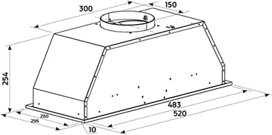 Afzuigkap 52 cm met 606 4 m3 h Afzuiging en 3 standen