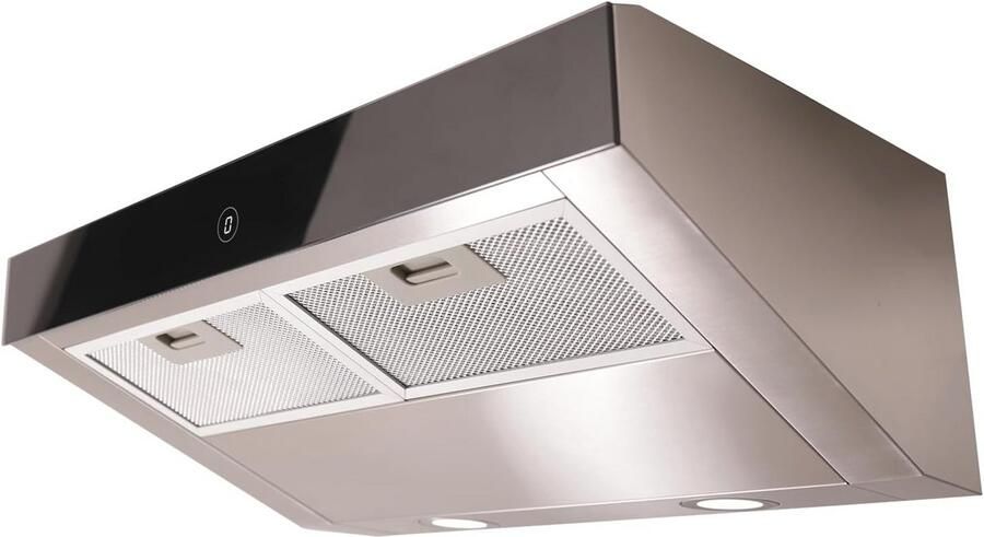 Afzuigkap 60 cm met roestvrijstalen frame en zwart glazen voorkant Inbouwkap met uitlaatfunctie