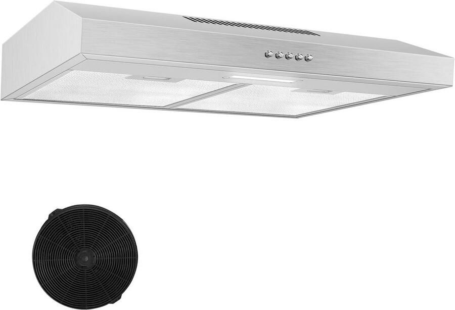 Afzuigkap 60 cm Onderbouw Inox – Geschikt voor Afvoer en Recirculatie met Koolstoffilter