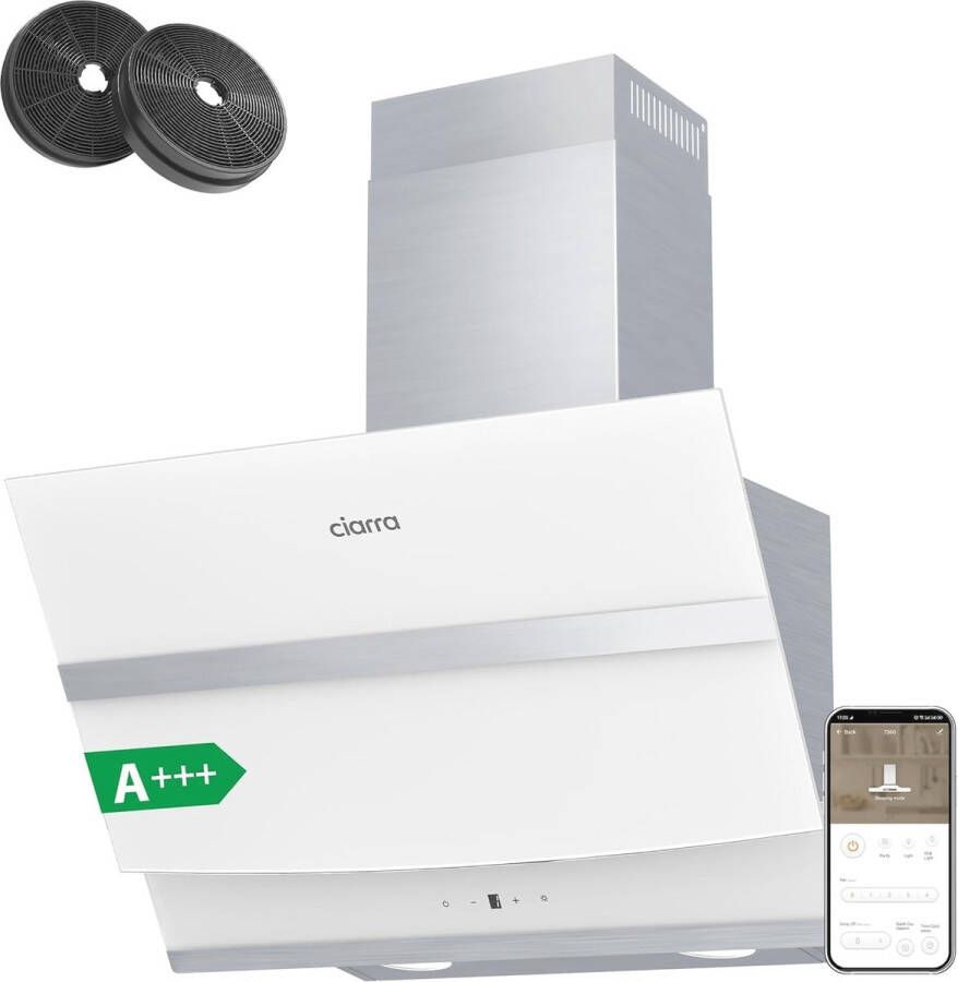 Afzuigkap 60cm Energieklasse A++ 650m³ h 4 Snelheden met Touch Screen Wit