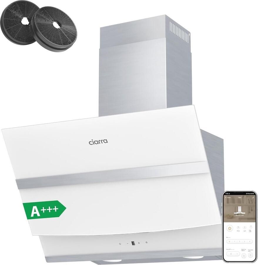 Afzuigkap 60cm Energieklasse A++ 650m³ h 4 Snelheden met Touch Screen Wit