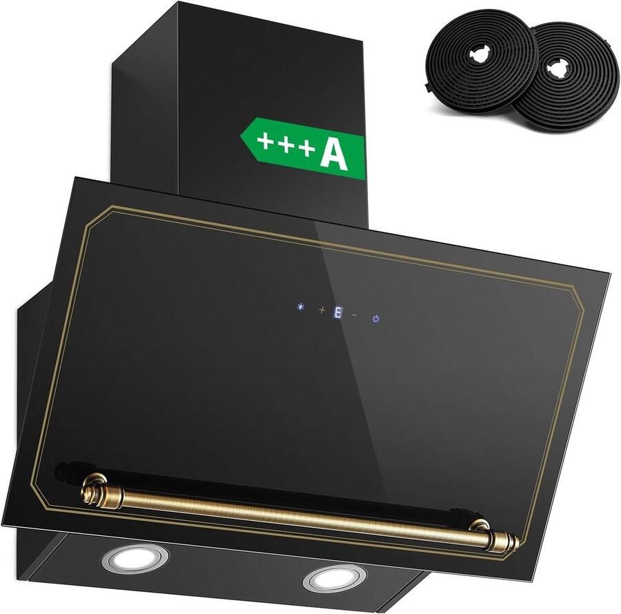 Afzuigkap 60cm Wandafzuigkap Keuken Snel Koken Krachtige Luchtverplaatsing 60 cm Zwart
