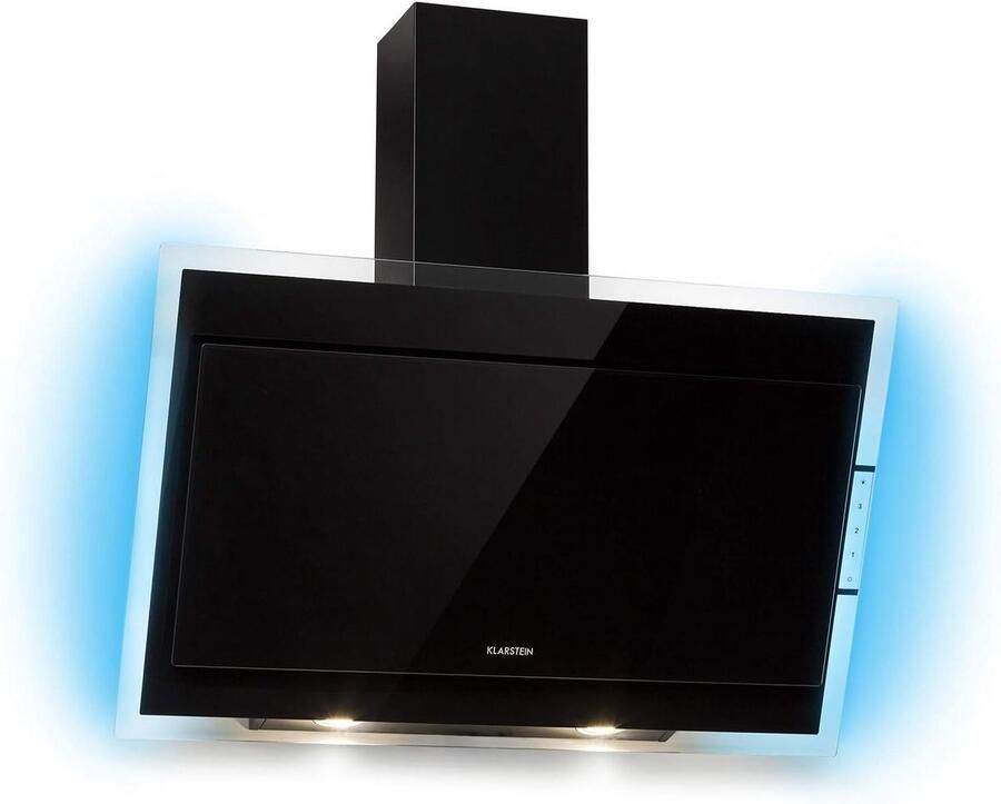 Afzuigkap 90 cm Zwart Glas Hoofdvrij Design Energieklasse A++ Krachtige Afzuiging 550 m³ u