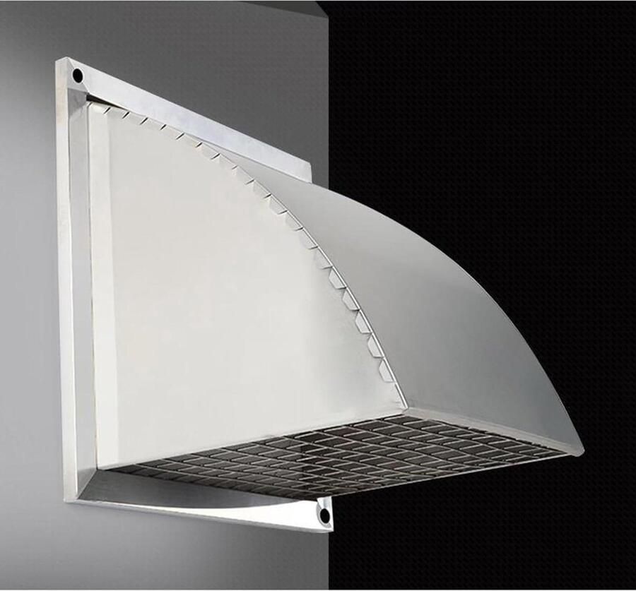Afzuigkap Afdekplaat Wandkap Ventilatie Muur Afdekken Geïntegreerd Beschermgaas 380x380mm Zilver