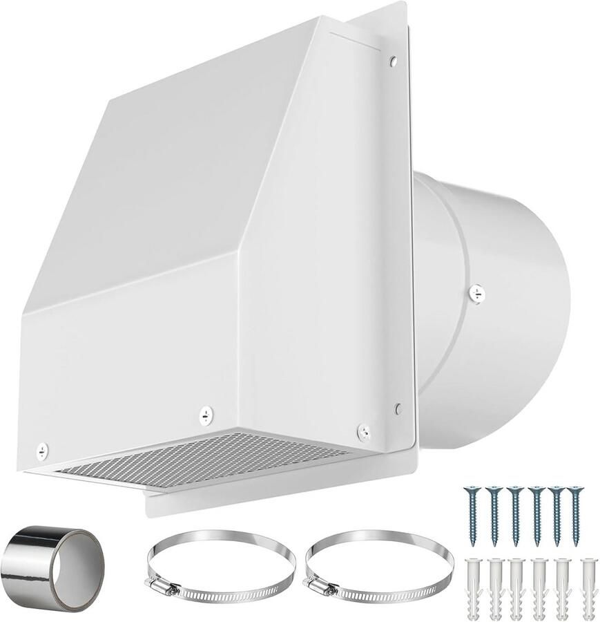 Afzuigkap Buiten met Klep en Rooster voor Droger Ventilatiekanaal en Badkamer (20 5 cm)