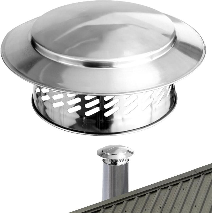 Afzuigkap Dakventilatie Roestvrij staal Huis Beschermen Fijn Vliegennet 160 mm Zilver