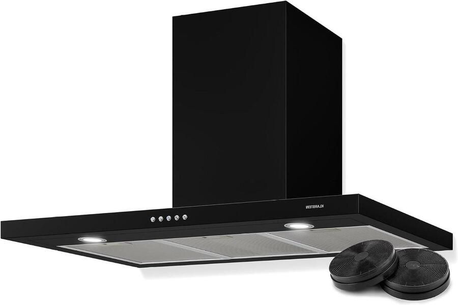 Afzuigkap Keuken Wandmodel Afzuiging Geuren Verwijderen 600 m³ u Luchtafvoer 90 cm Breed Zwart