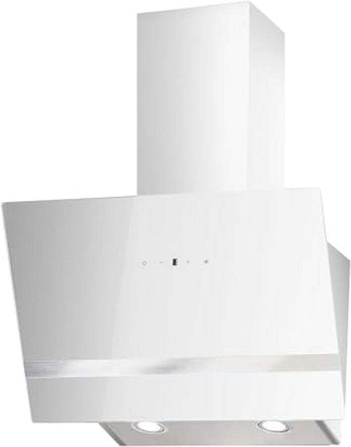 Afzuigkap Kopvrij 60 cm Metalen Behuizing Glazen Kap Wit Afvoer- en Recirculatiefunctie A 54-67 5 dB