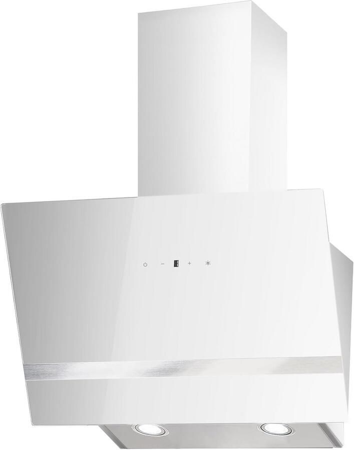 Afzuigkap Kopvrij 60 cm Metalen Behuizing Glazen Kap Wit Afvoer- en Recirculatiefunctie A 54-67 5 dB