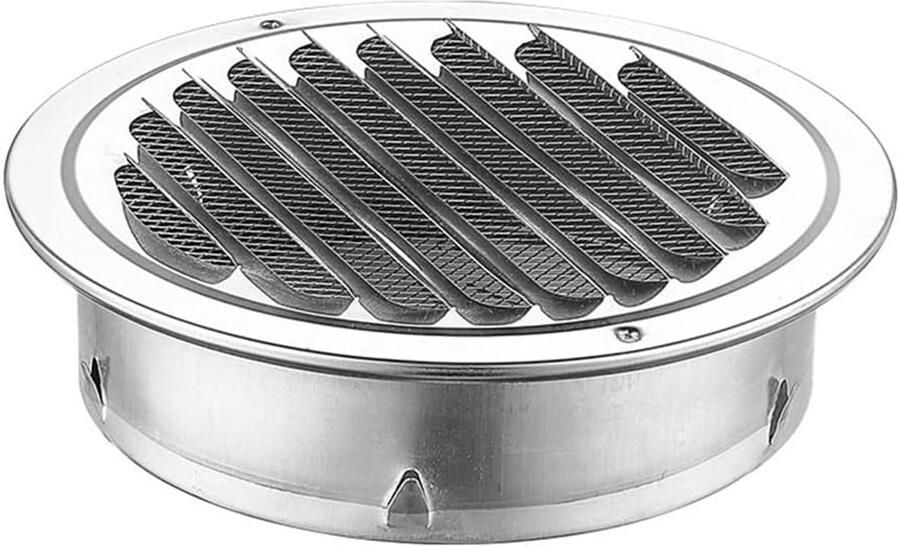 Afzuigkap RVS Luchtventiel Rooster Buitenmuur Ventilatie Insectenbescherming 80mm Diameter Zilverkleurig