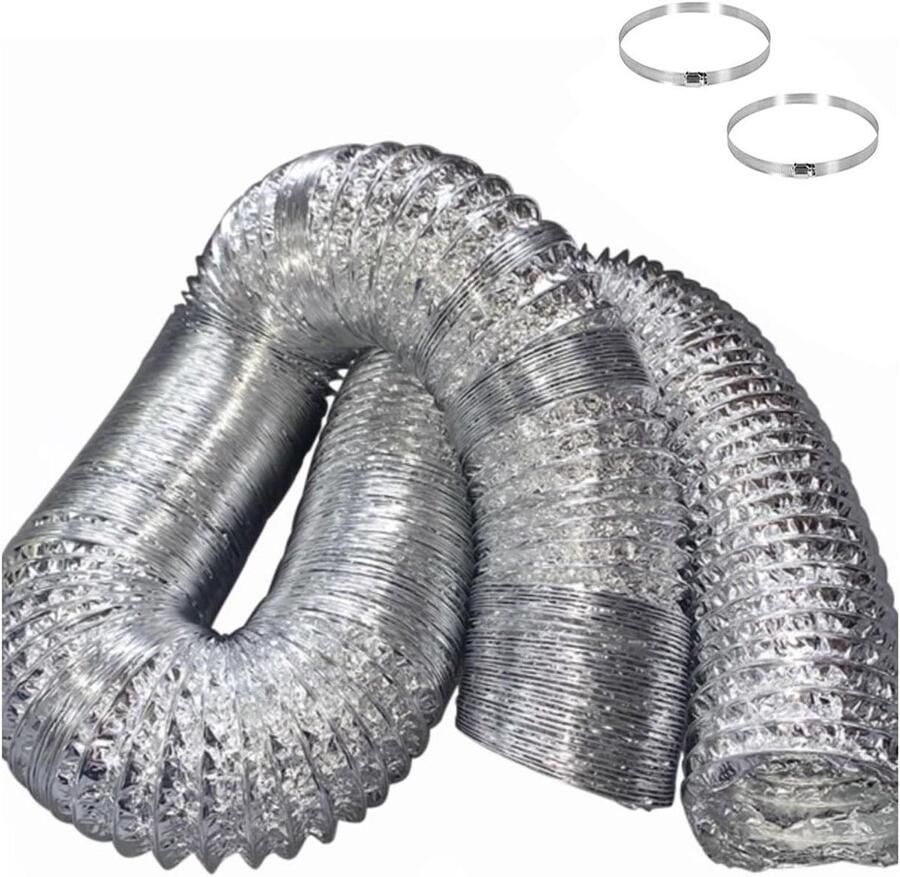 Afzuigkap slang Aluminium kanaal Luchtstroom verbeteren Inclusief klemmen 4 meter 150mm Grijs