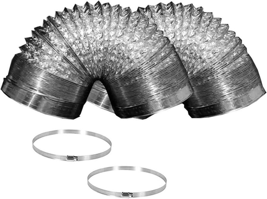 Afzuigkap slang Flexibel kanaal Ventilatie verbeteren Hittebestendig aluminium 5 meter 150mm Grijs
