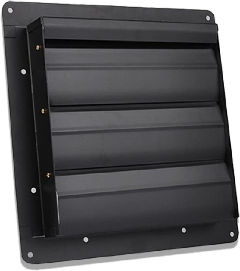 Afzuigkap Ventilatie Rooster Lucht Uitlaat Klep Ventilatie Beveiligen Automatische Louvre Sluiter 450mm x 450mm Zwart