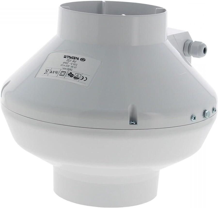 Afzuigkap VK Ventilator Afzuiging Binnen Tuinieren Met Wandbevestiging 125mm Wit