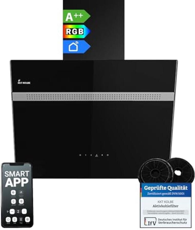 Afzuigkap Wandmontage 60 cm met WiFi en RGBW-LED Verlichting