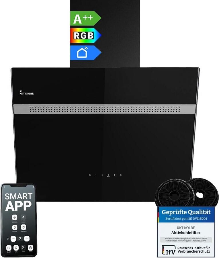 Afzuigkap Wandmontage 60 cm met WiFi en RGBW-LED Verlichting