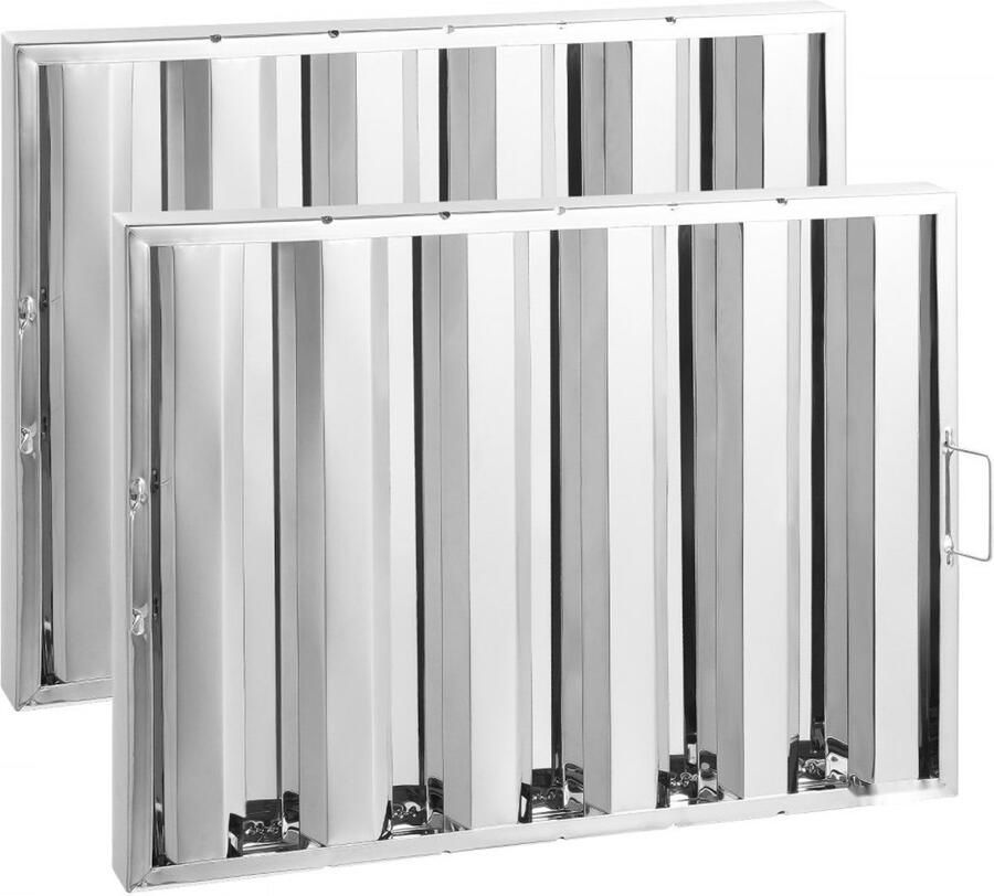 Afzuigkapfilters RVS Lamellenvetfilter 622 x 493 mm 5 Lamellen Voor Horeca Afzuigkappen Set van 2