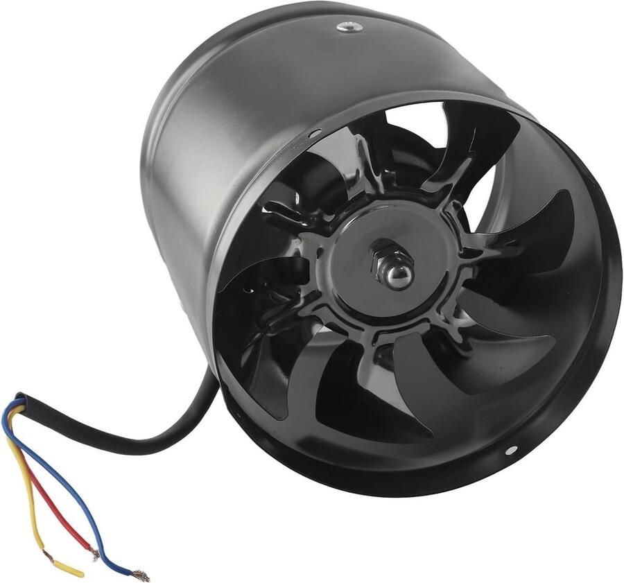 Afzuigventilator Metaal Keukenventilator Geur Afvoeren Krachtige Metalen Bladen 150 mm Diameter Zwart