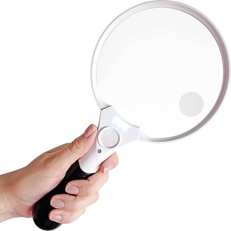 Age Vergrootglas met verlichting XXL – 3 x LED – 2x 4x 25x – Leesloep voor ouderen Loeplamp met led verlichting Vergrootglas voor volwassenen
