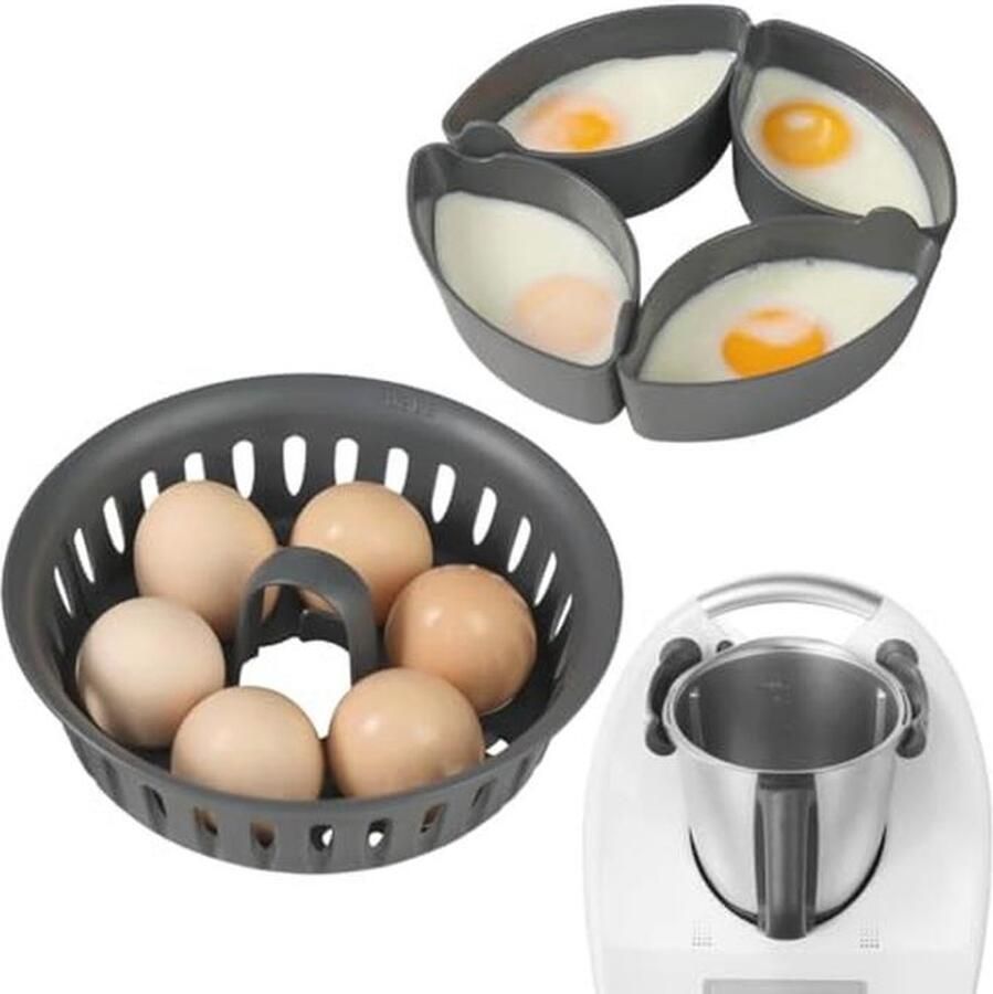 Aieve 2-in-1 eierkoker en eierhouder voor Thermomix TM5 TM6 TM31 BPA-vrij voor 4 gepocheerde eieren en 6 hardgekookte eieren (zonder pan)