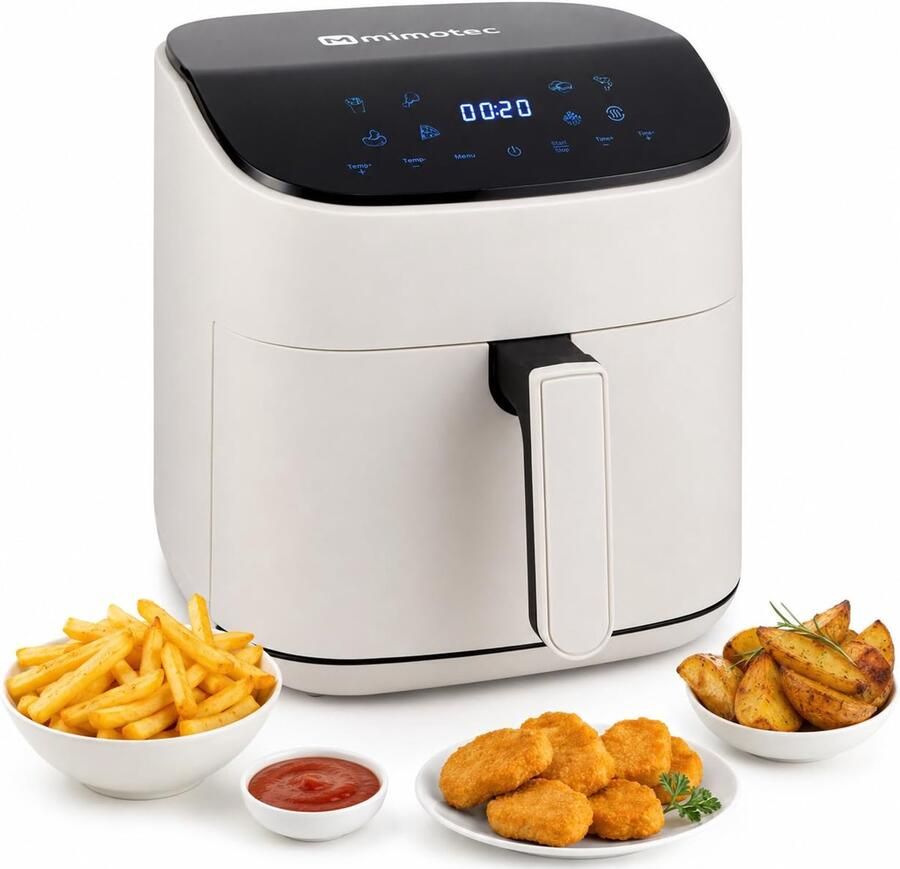 Air Fryer 6 5 l luchtfriteuse zonder olie 1600 W 8 digitale menu's touchscreen grillfunctie instelbare timer temperatuur 80-200 °C licht en gezond