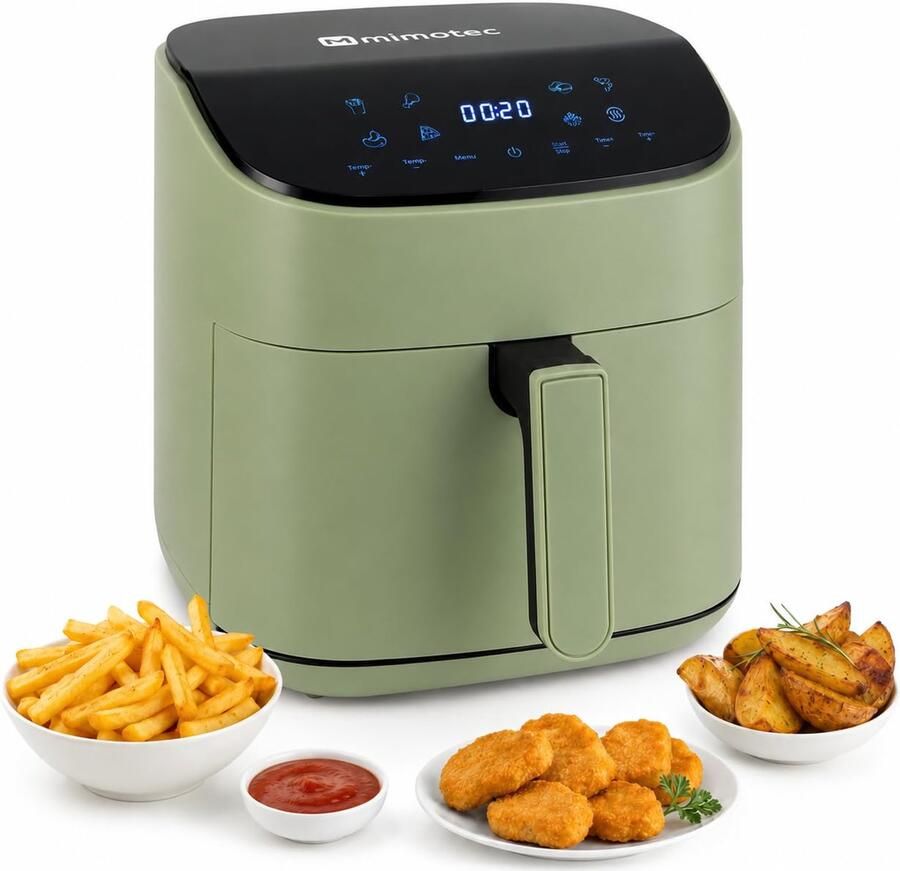 Air Fryer 6 5 l luchtfriteuse zonder olie 1600 W 8 digitale menu's touchscreen grillfunctie instelbare timer temperatuur 80-200 °C gezond koken